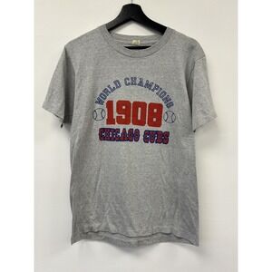 Vintage Chicago Cubs Shirt Mens Small Gray 1908 World Champions MLB Baseball 80s